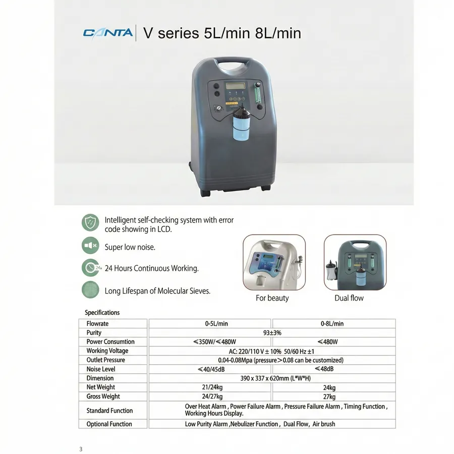 Canta V-series oxygen concentrator